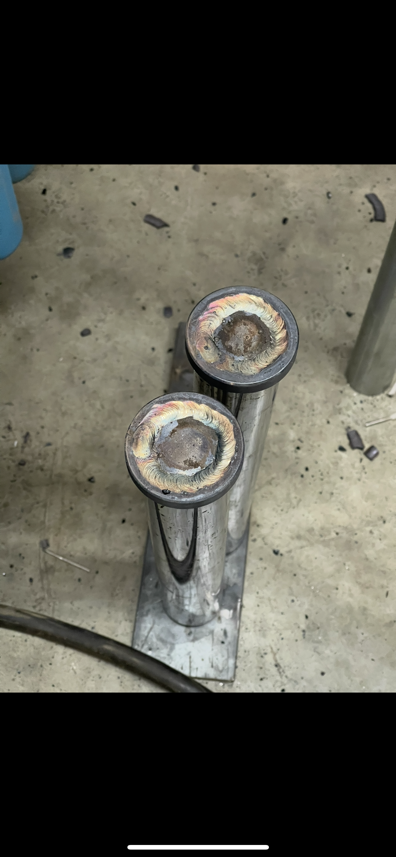 4140 induction-hardened chrome pin, stick welded — The Shop Inc.